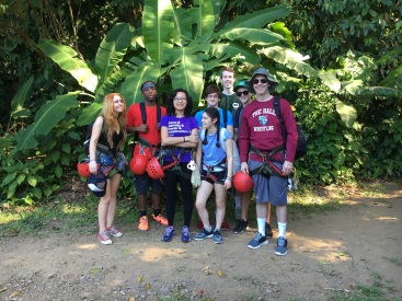 Mr. Farrell's group goes zip ling